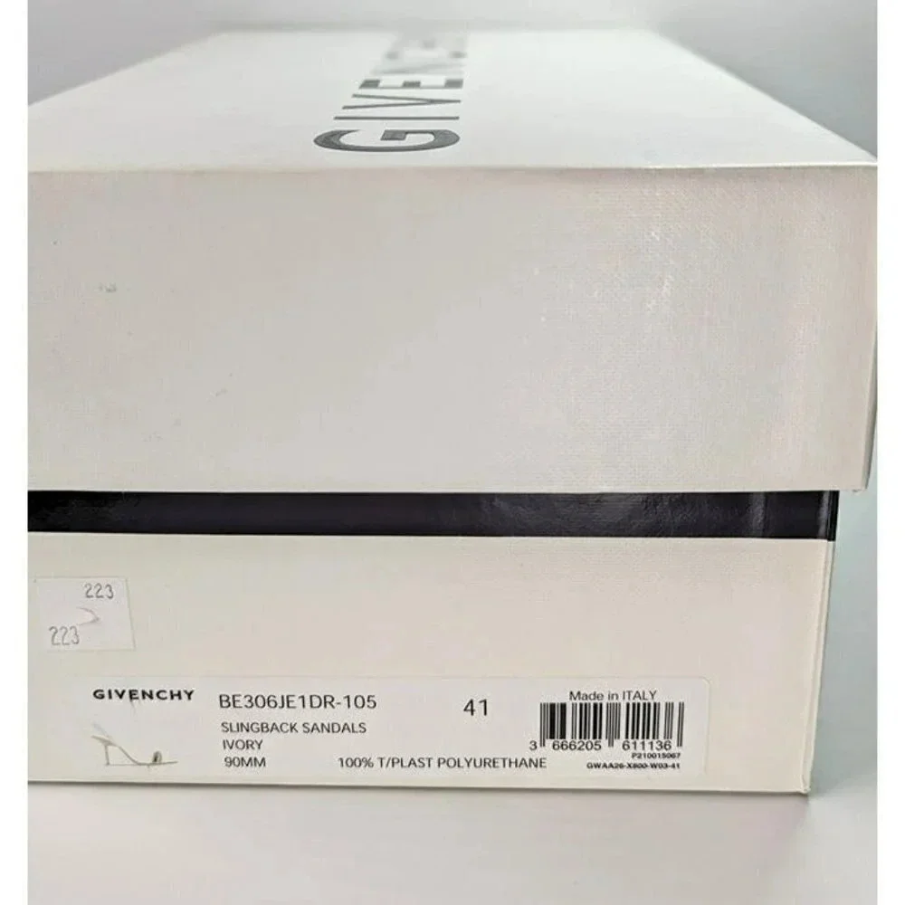 Givenchy Chain Embellished G Woven Ivory Leather Heel Sandals Size 41 MSRP $925 - Picture 12 of 13